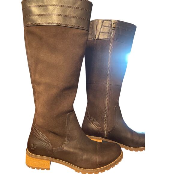 Timberland Tall Bethel Heights Brown Leather Suede Boots 7 Riding Knee High - Picture 1 of 8